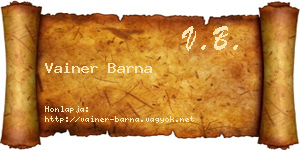 Vainer Barna névjegykártya